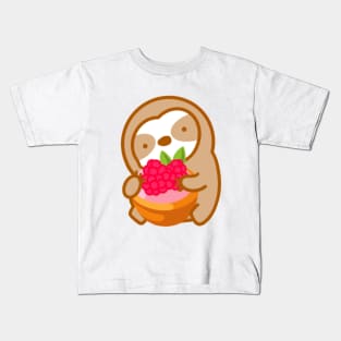 Cute Raspberry Tart Sloth Kids T-Shirt